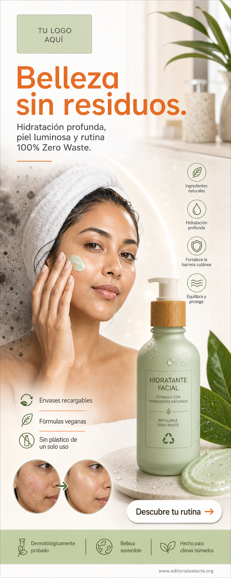 Door Hanger · Belleza Sostenible (Zero Waste): Enfoque ecológico que utili (Frente)