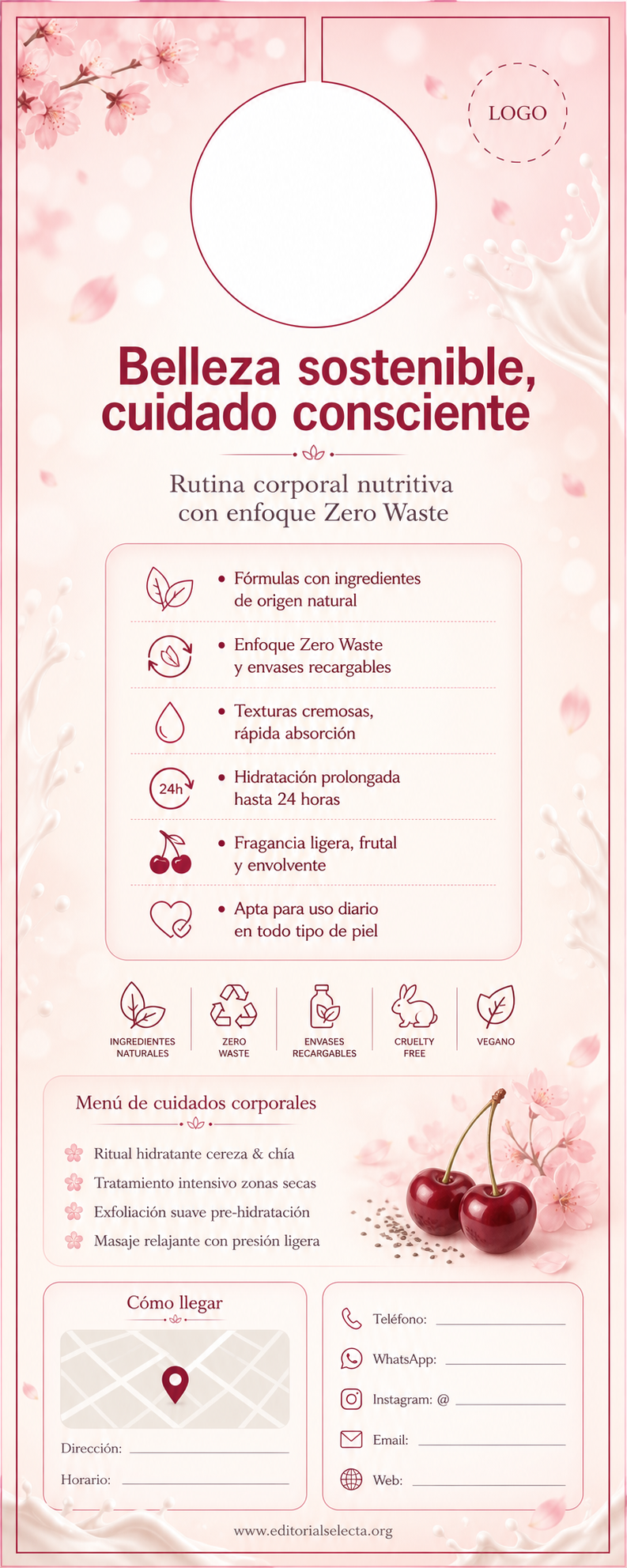 Door Hanger · Belleza Sostenible (Zero Waste): Enfoque ecológico que utili (Reverso)
