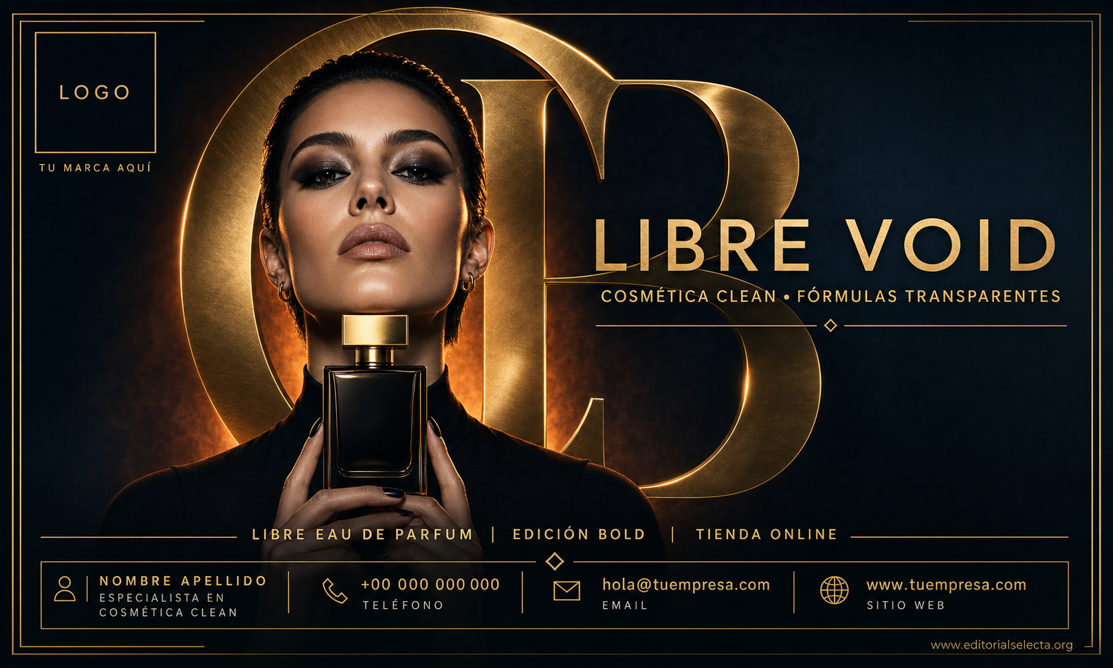 Tarjeta de Presentación Estándar · Cosmética Clean (Limpia): Fórmulas transparentes que elimina (Frente)