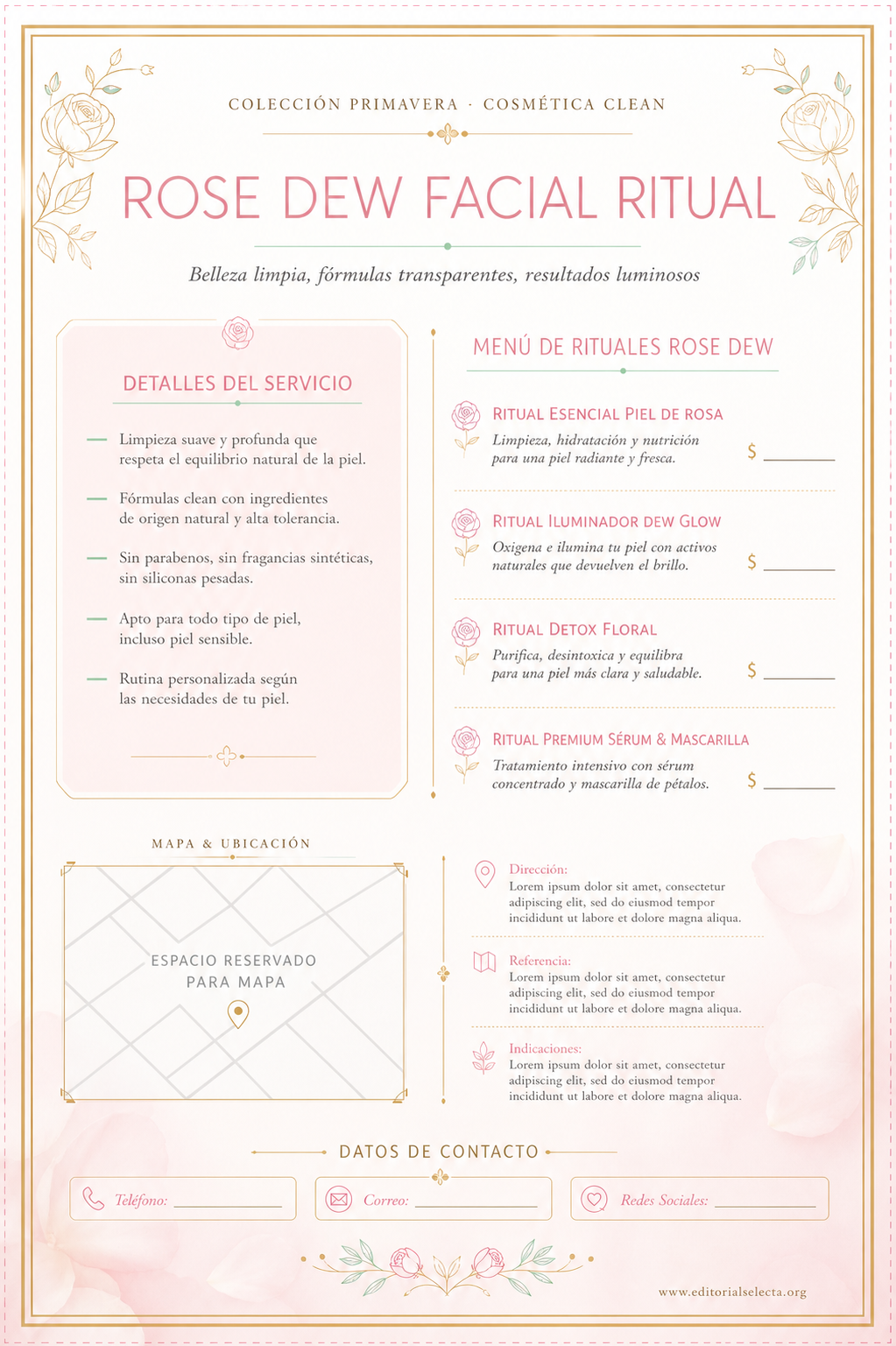 Flyer Media Carta · Cosmética Clean (Limpia): Fórmulas transparentes que elimina (Reverso)