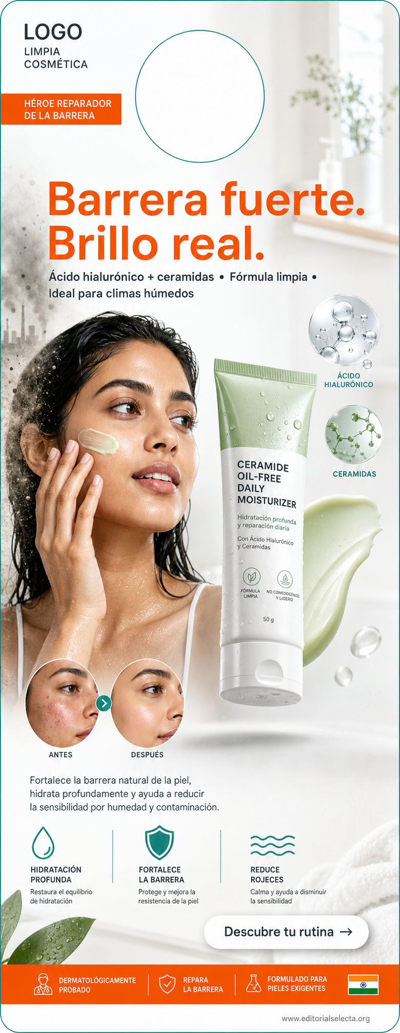 Door Hanger · Cosmética Clean (Limpia): Fórmulas transparentes que elimina (Frente)