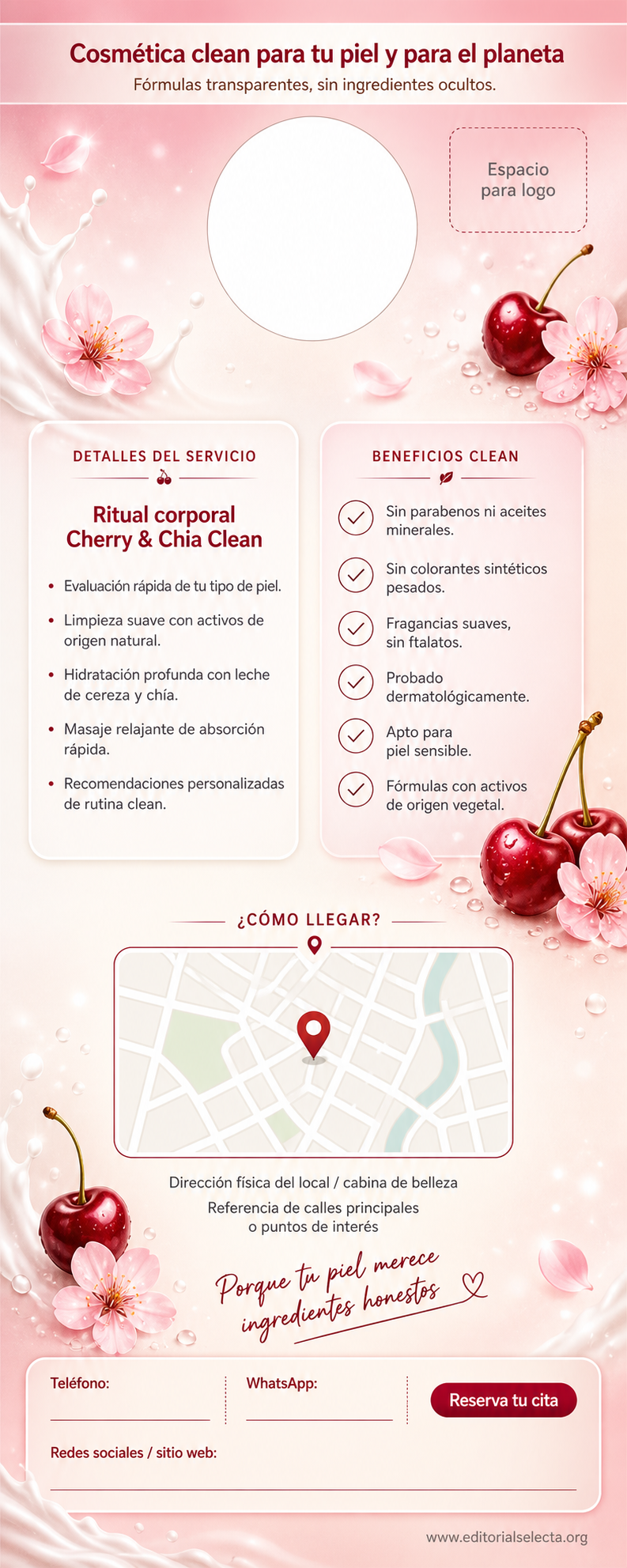 Door Hanger · Cosmética Clean (Limpia): Fórmulas transparentes que elimina (Reverso)