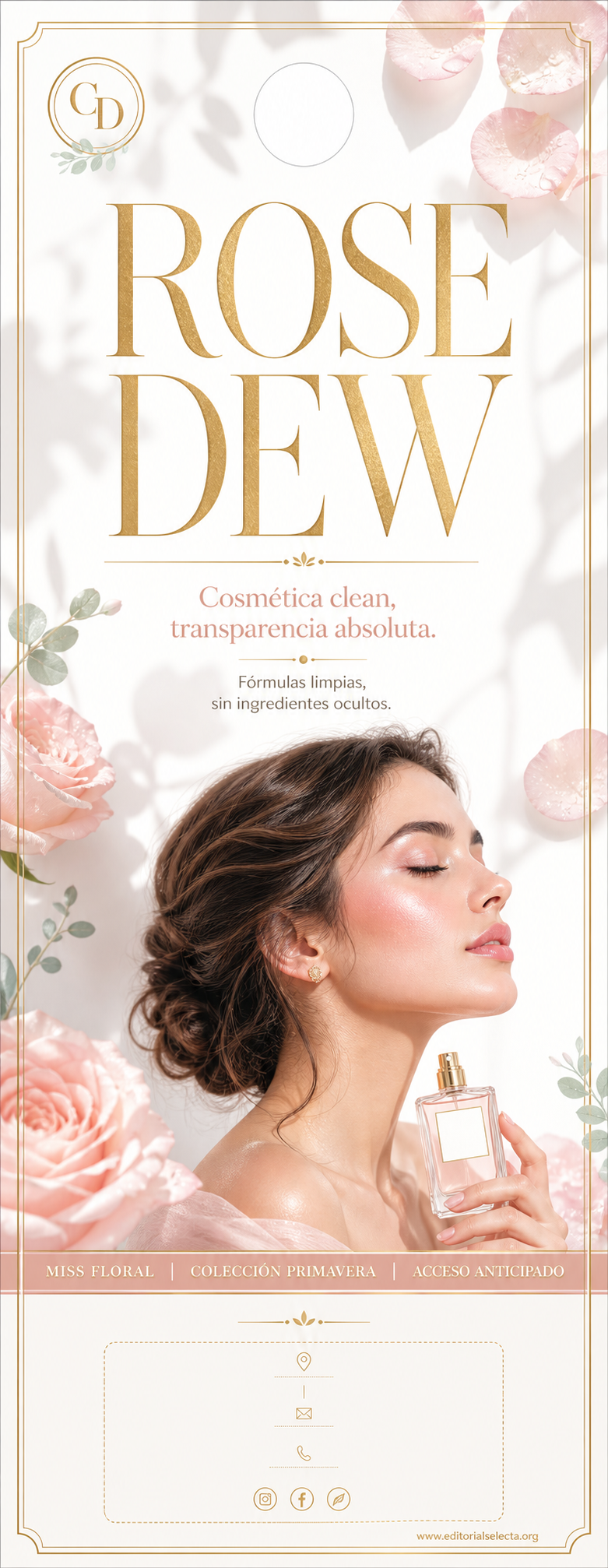 Door Hanger · Cosmética Clean (Limpia): Fórmulas transparentes que elimina (Frente)