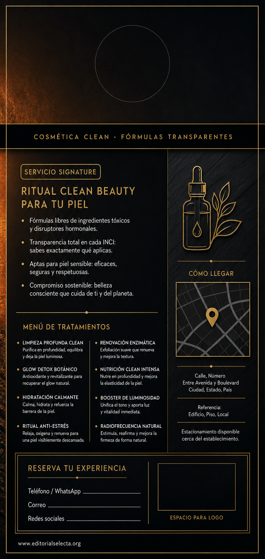 Door Hanger · Cosmética Clean (Limpia): Fórmulas transparentes que elimina (Reverso)