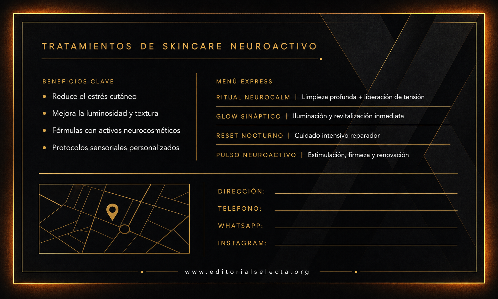 Tarjeta de Presentación Estándar · Skincare Neuroactivo: Productos diseñados para reducir el es (Reverso)