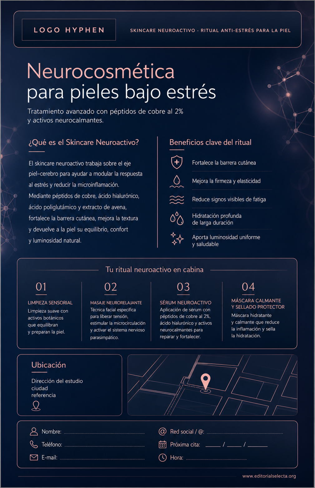Flyer Media Carta · Skincare Neuroactivo: Productos diseñados para reducir el es (Reverso)