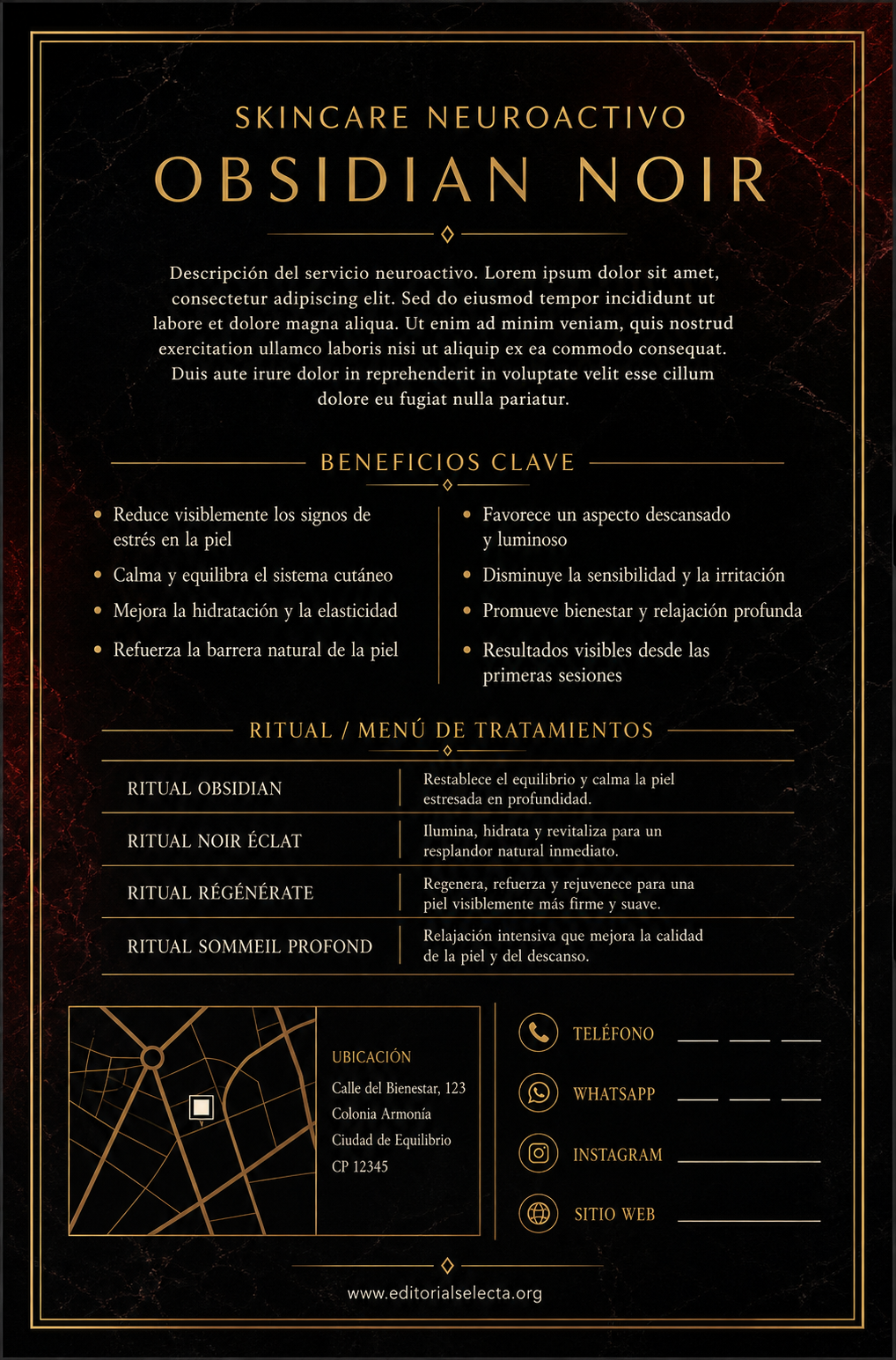 Flyer Media Carta · Skincare Neuroactivo: Productos diseñados para reducir el es (Reverso)