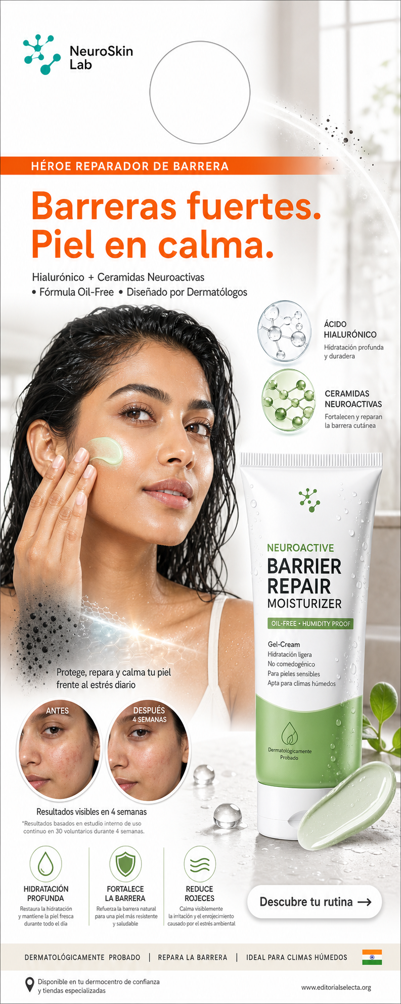 Door Hanger · Skincare Neuroactivo: Productos diseñados para reducir el es (Frente)