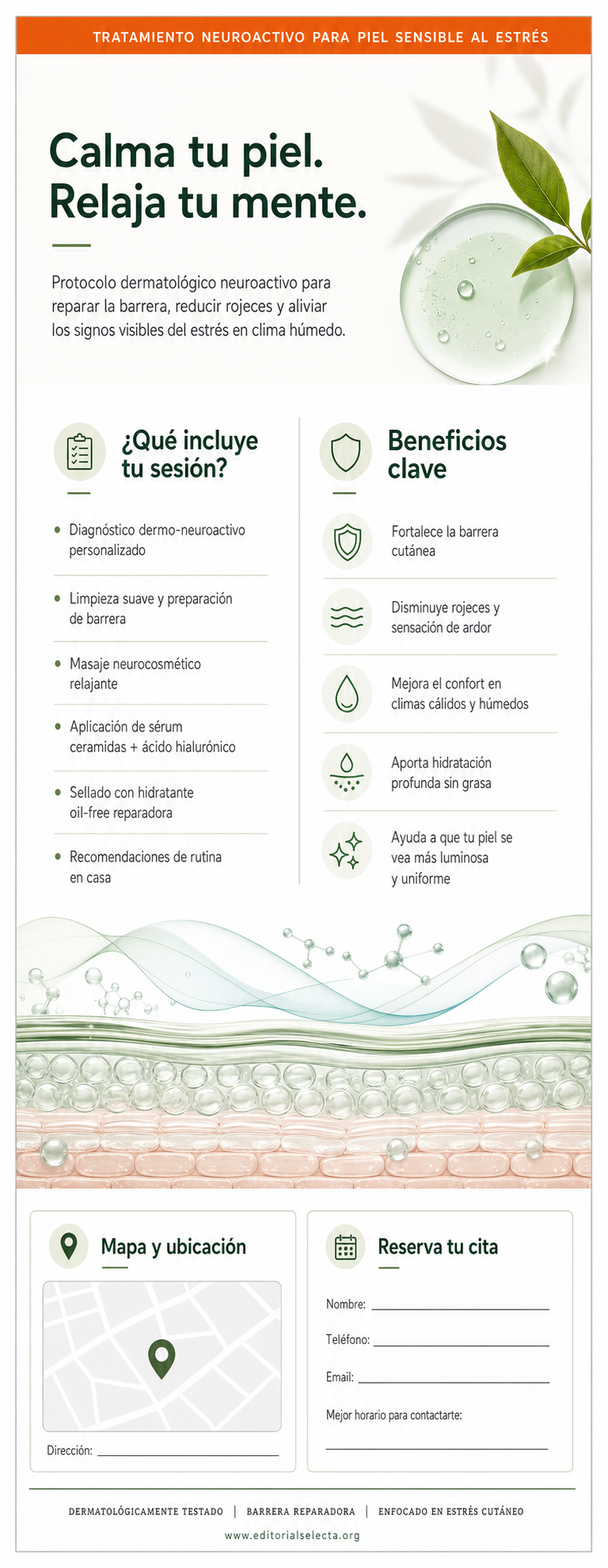 Door Hanger · Skincare Neuroactivo: Productos diseñados para reducir el es (Reverso)
