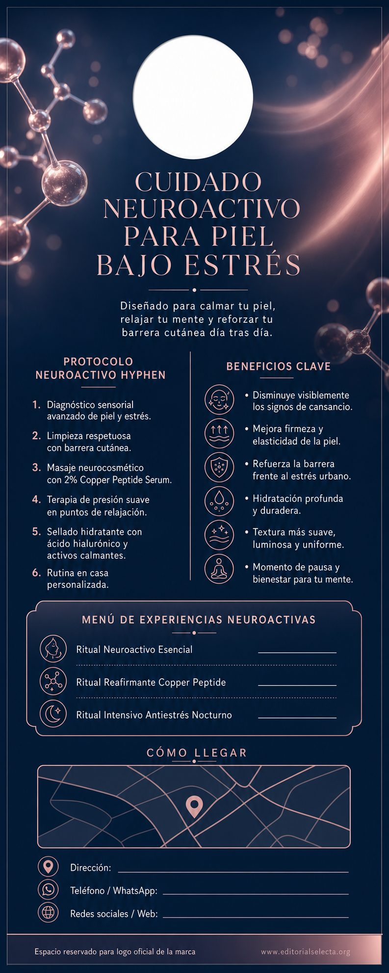 Door Hanger · Skincare Neuroactivo: Productos diseñados para reducir el es (Reverso)