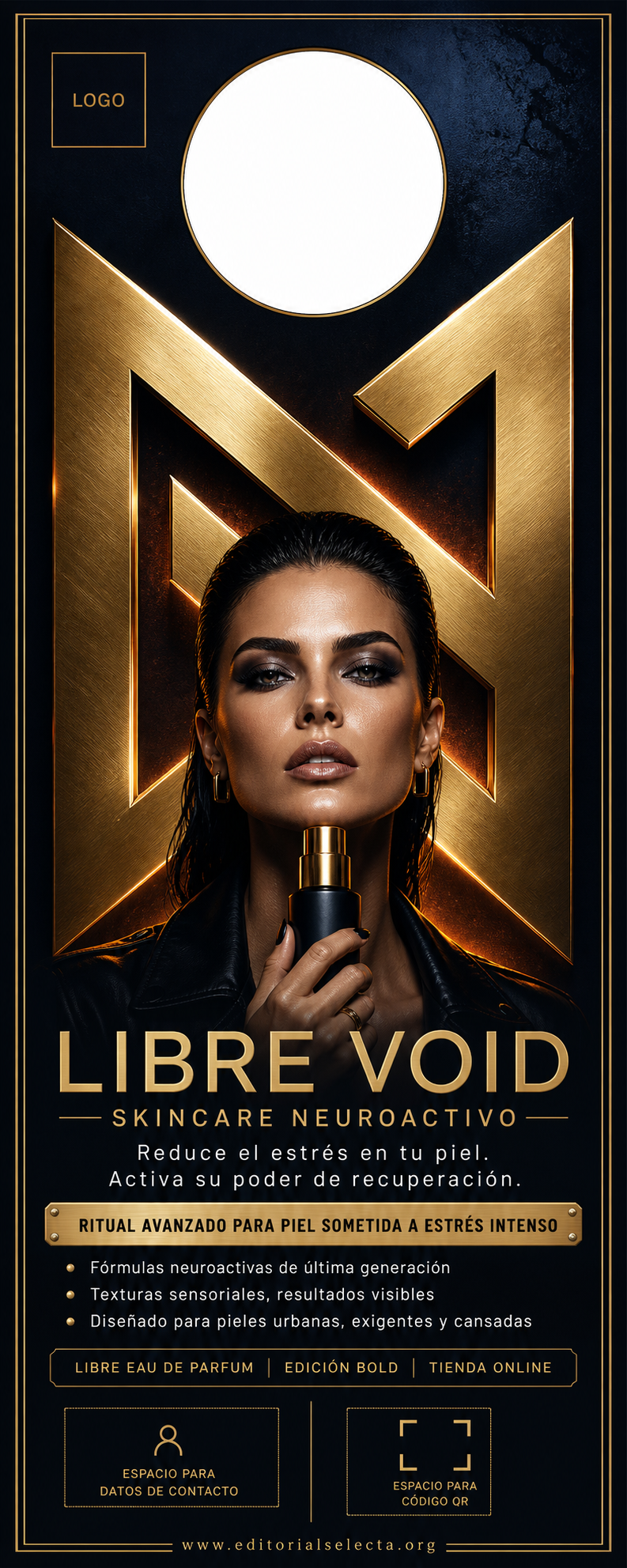 Door Hanger · Skincare Neuroactivo: Productos diseñados para reducir el es (Frente)