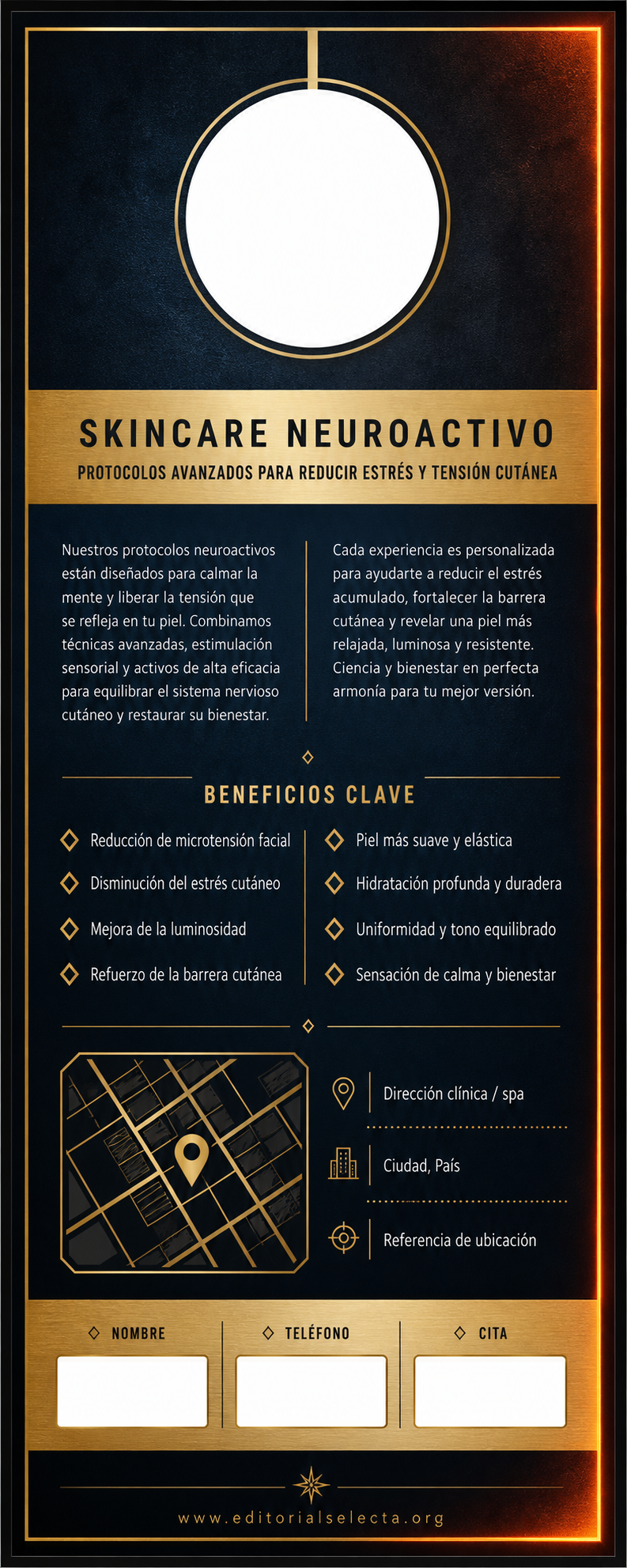 Door Hanger · Skincare Neuroactivo: Productos diseñados para reducir el es (Reverso)
