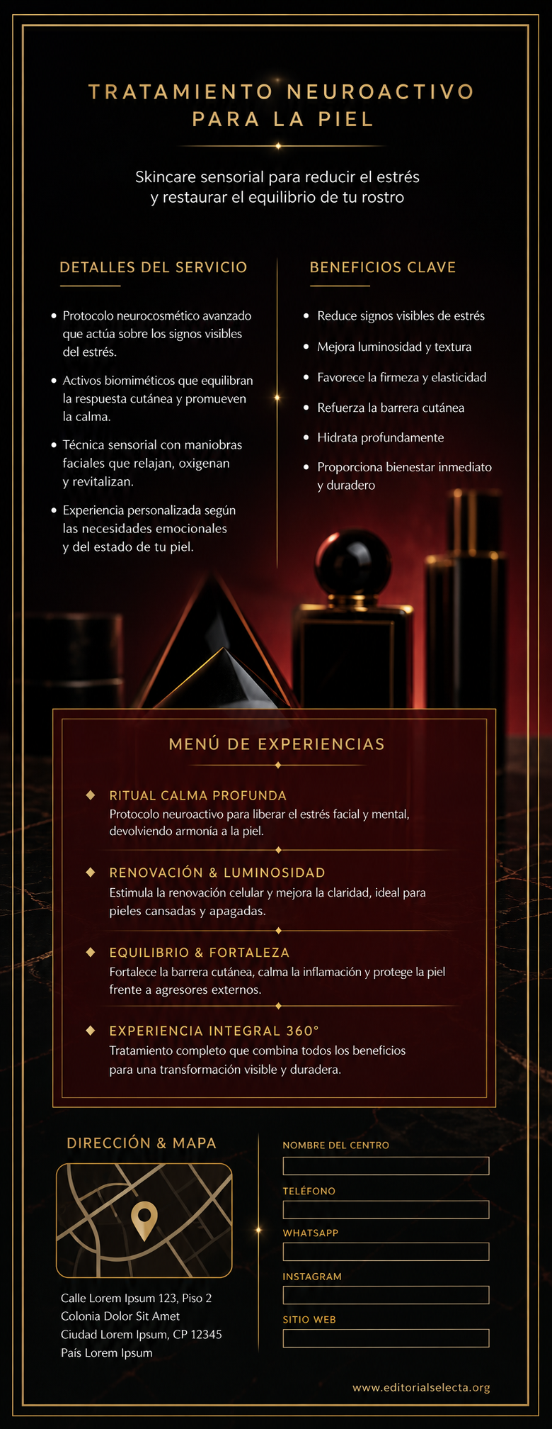 Door Hanger · Skincare Neuroactivo: Productos diseñados para reducir el es (Reverso)