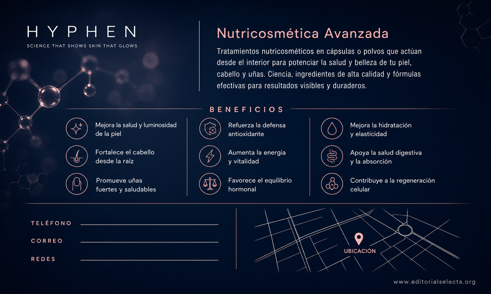Tarjeta de Presentación Estándar · Nutricosmética: Tratamientos en cápsulas o polvos que actúan (Reverso)