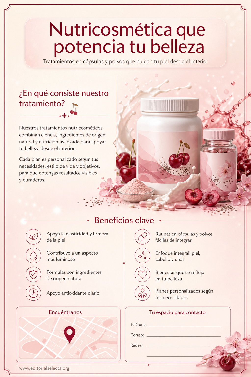 Flyer Media Carta · Nutricosmética: Tratamientos en cápsulas o polvos que actúan (Reverso)