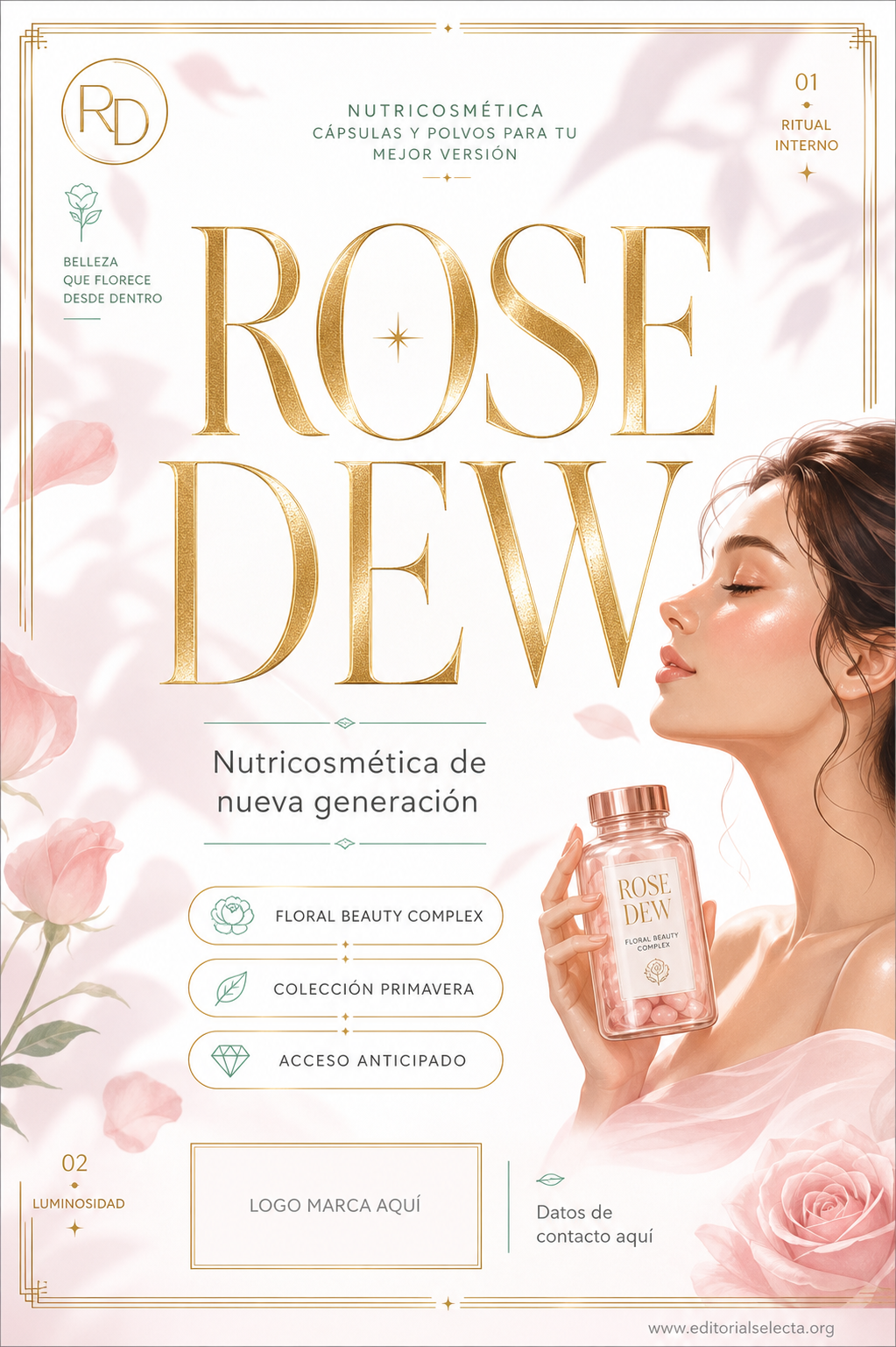 Flyer Media Carta · Nutricosmética: Tratamientos en cápsulas o polvos que actúan (Frente)
