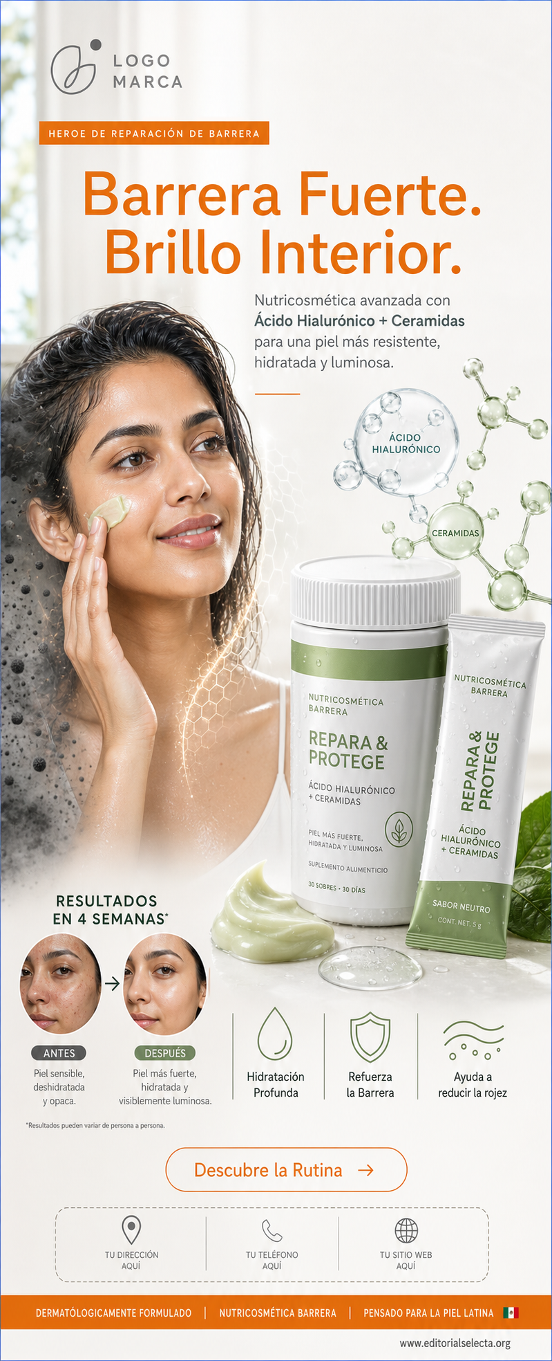 Banner Retráctil (Roll-Up) · Nutricosmética: Tratamientos en cápsulas o polvos que actúan