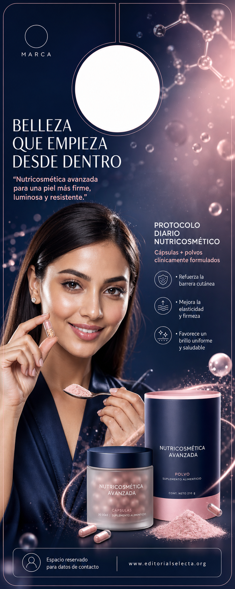 Door Hanger · Nutricosmética: Tratamientos en cápsulas o polvos que actúan (Frente)