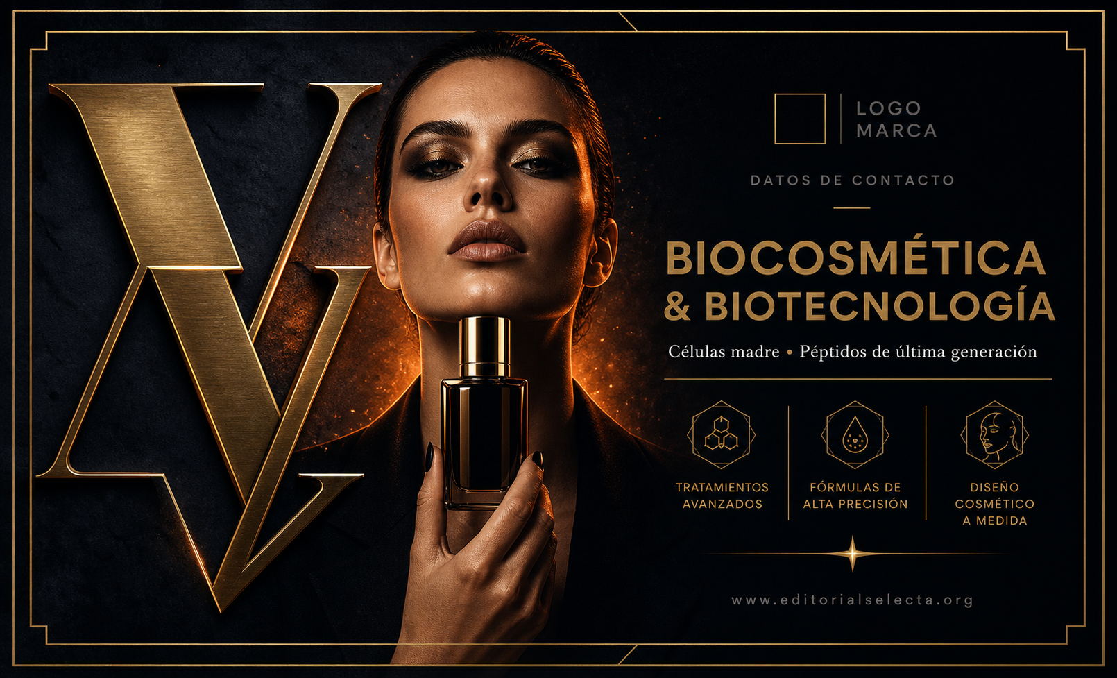 Tarjeta de Presentación Estándar · Biocosmética y Biotecnología: Uso de células madre, péptidos (Frente)