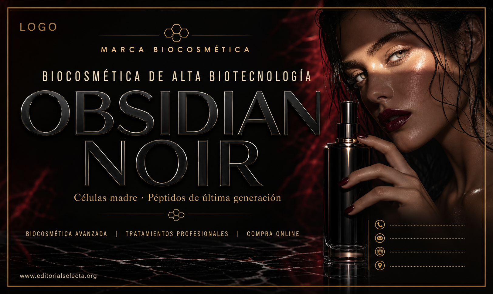 Tarjeta de Presentación Estándar · Biocosmética y Biotecnología: Uso de células madre, péptidos (Frente)