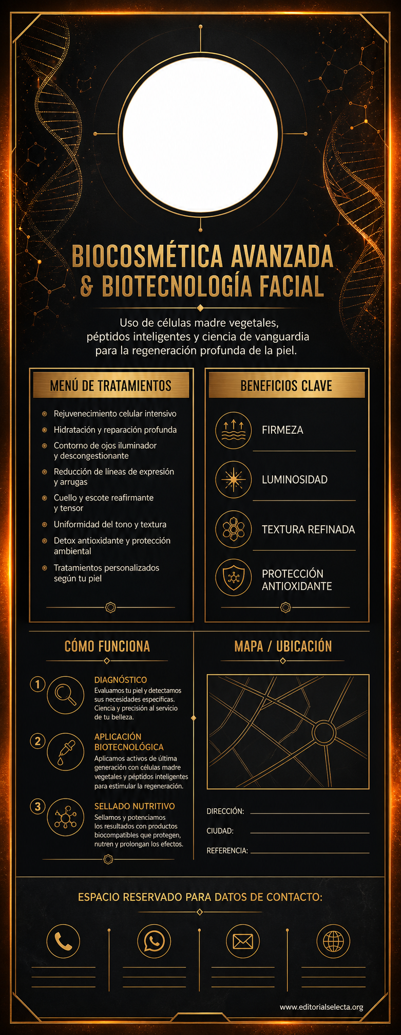 Door Hanger · Biocosmética y Biotecnología: Uso de células madre, péptidos (Reverso)