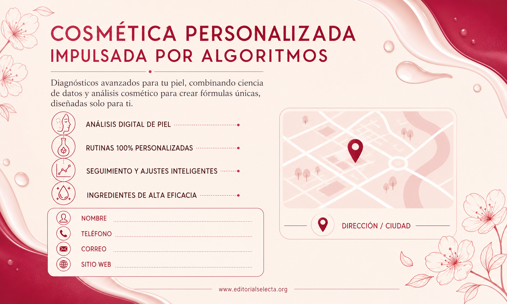 Tarjeta de Presentación Estándar · Cosmética Personalizada: Diagnósticos impulsados por algorit (Reverso)