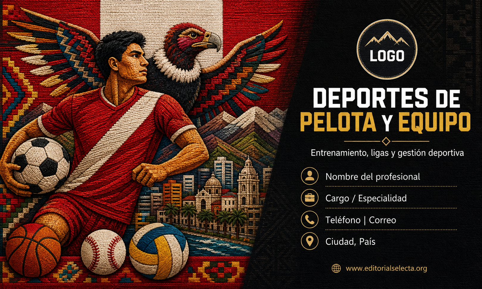 Tarjeta de Presentación Estándar · Deportes de Pelota y Equipo: Fútbol, Baloncesto, Béisbol, Vo (Frente)