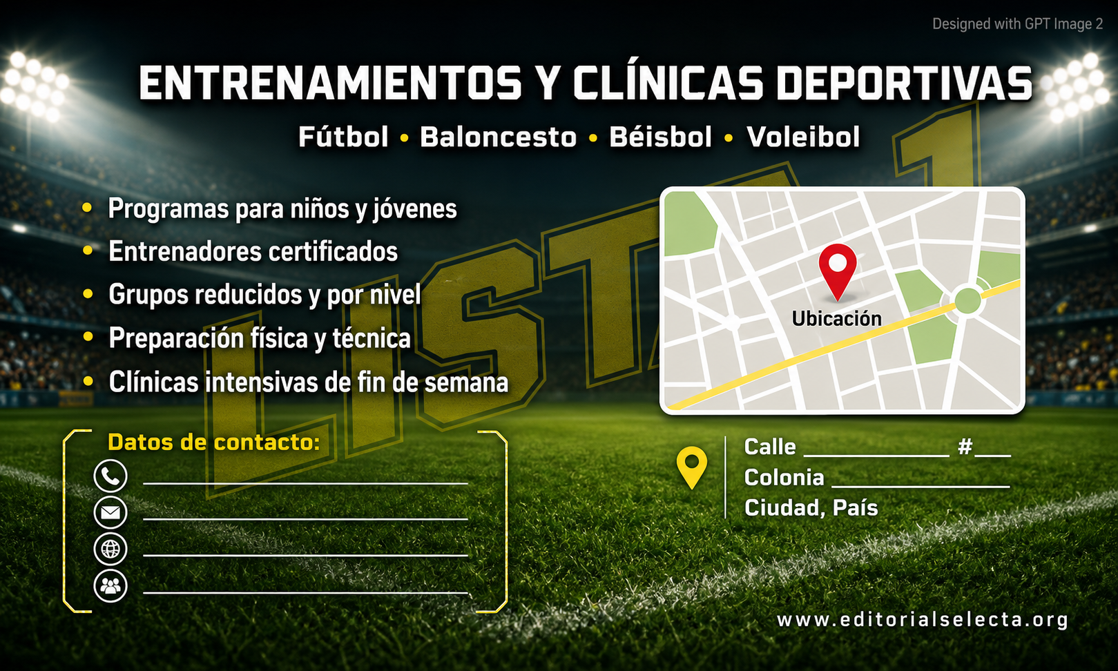 Tarjeta de Presentación Estándar · Deportes de Pelota y Equipo: Fútbol, Baloncesto, Béisbol, Vo (Reverso)