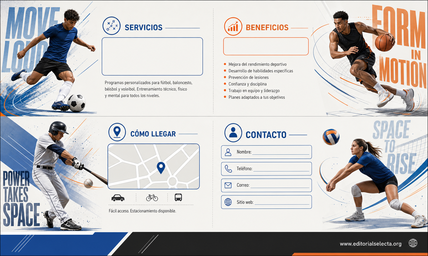 Tarjeta de Presentación Estándar · Deportes de Pelota y Equipo: Fútbol, Baloncesto, Béisbol, Vo (Reverso)