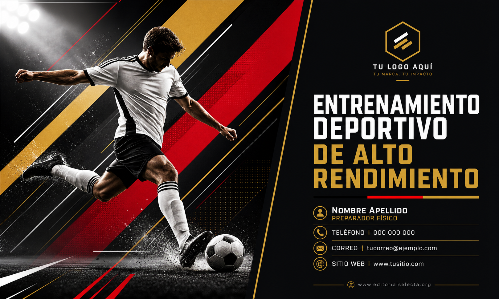 Tarjeta de Presentación Estándar · Deportes de Pelota y Equipo: Fútbol, Baloncesto, Béisbol, Vo (Frente)
