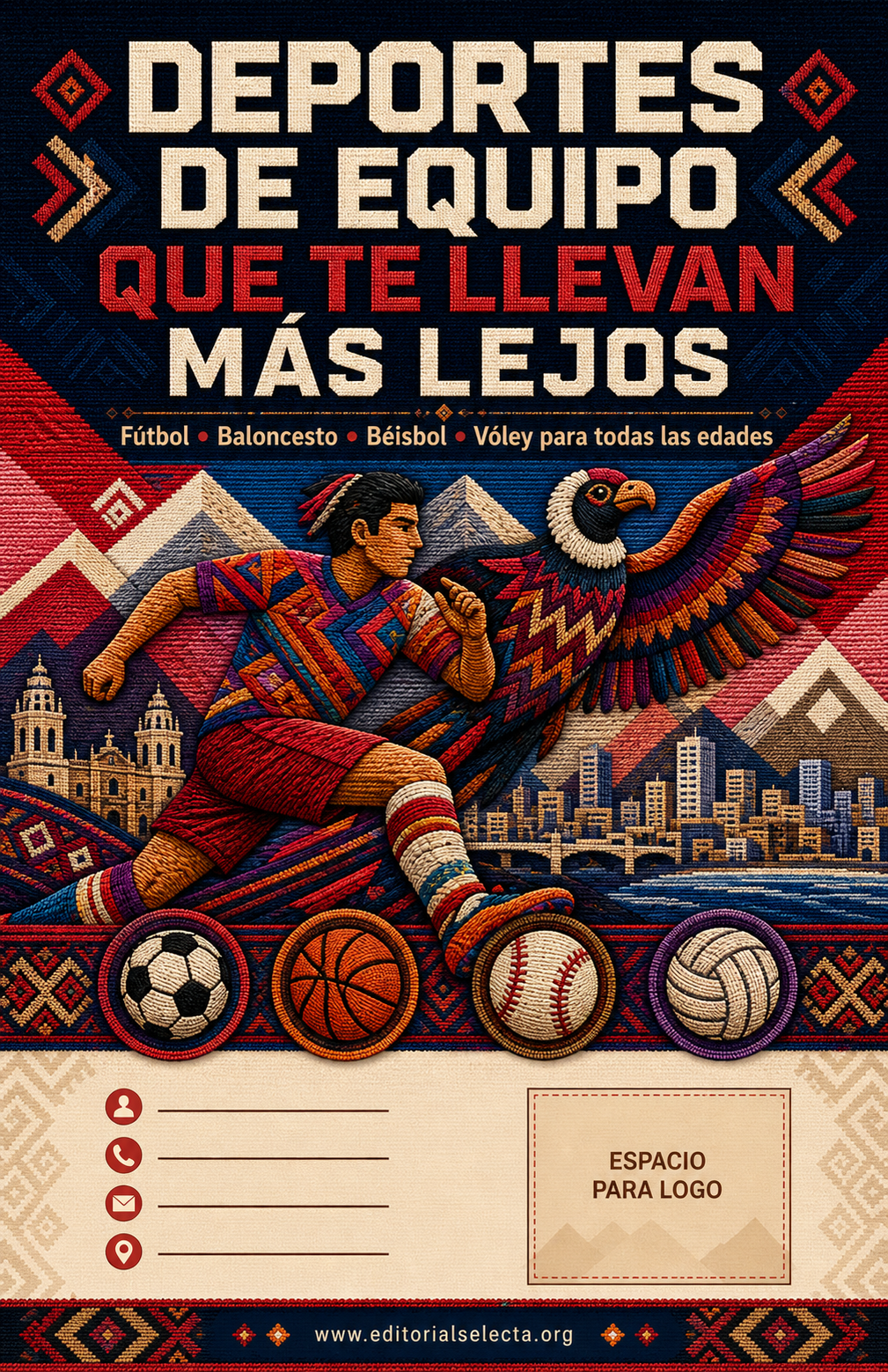 Flyer Media Carta · Deportes de Pelota y Equipo: Fútbol, Baloncesto, Béisbol, Vo (Frente)