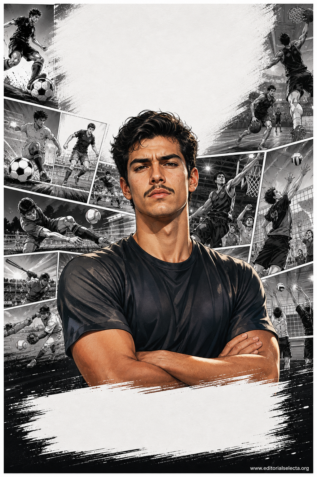 Flyer Media Carta · Deportes de Pelota y Equipo: Fútbol, Baloncesto, Béisbol, Vo (Frente)