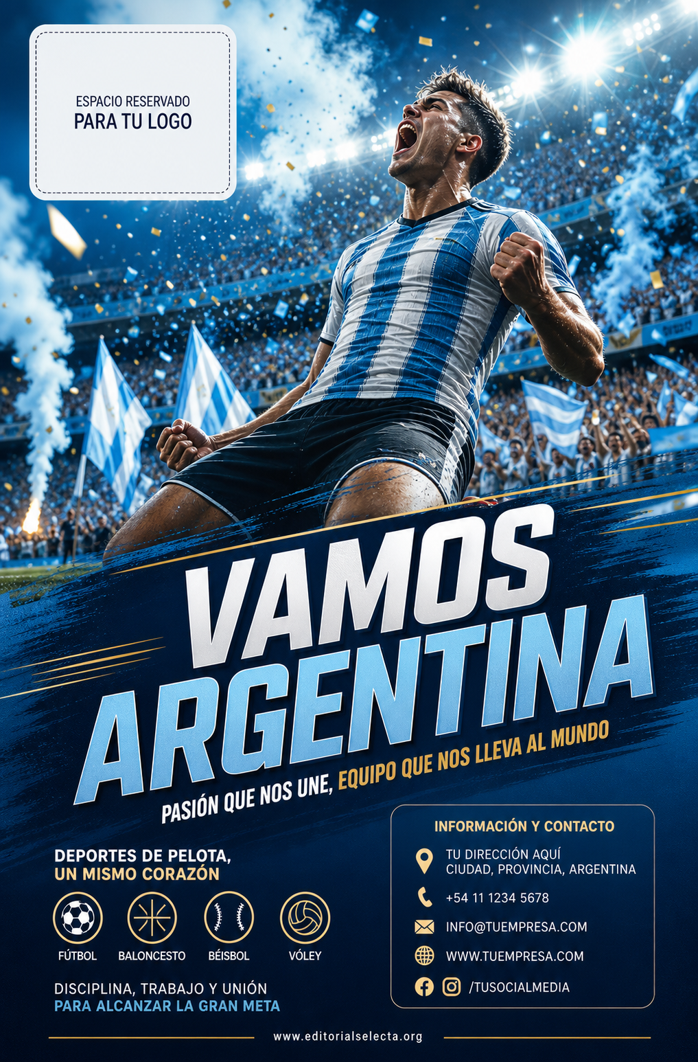Flyer Media Carta · Deportes de Pelota y Equipo: Fútbol, Baloncesto, Béisbol, Vo (Frente)