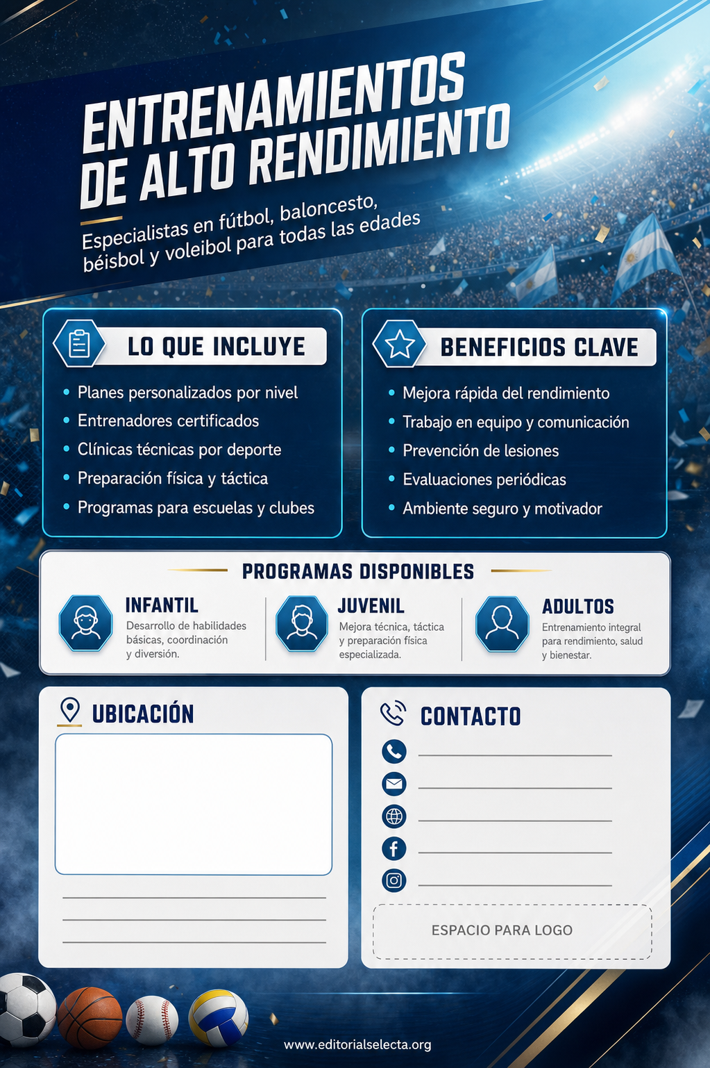Flyer Media Carta · Deportes de Pelota y Equipo: Fútbol, Baloncesto, Béisbol, Vo (Reverso)