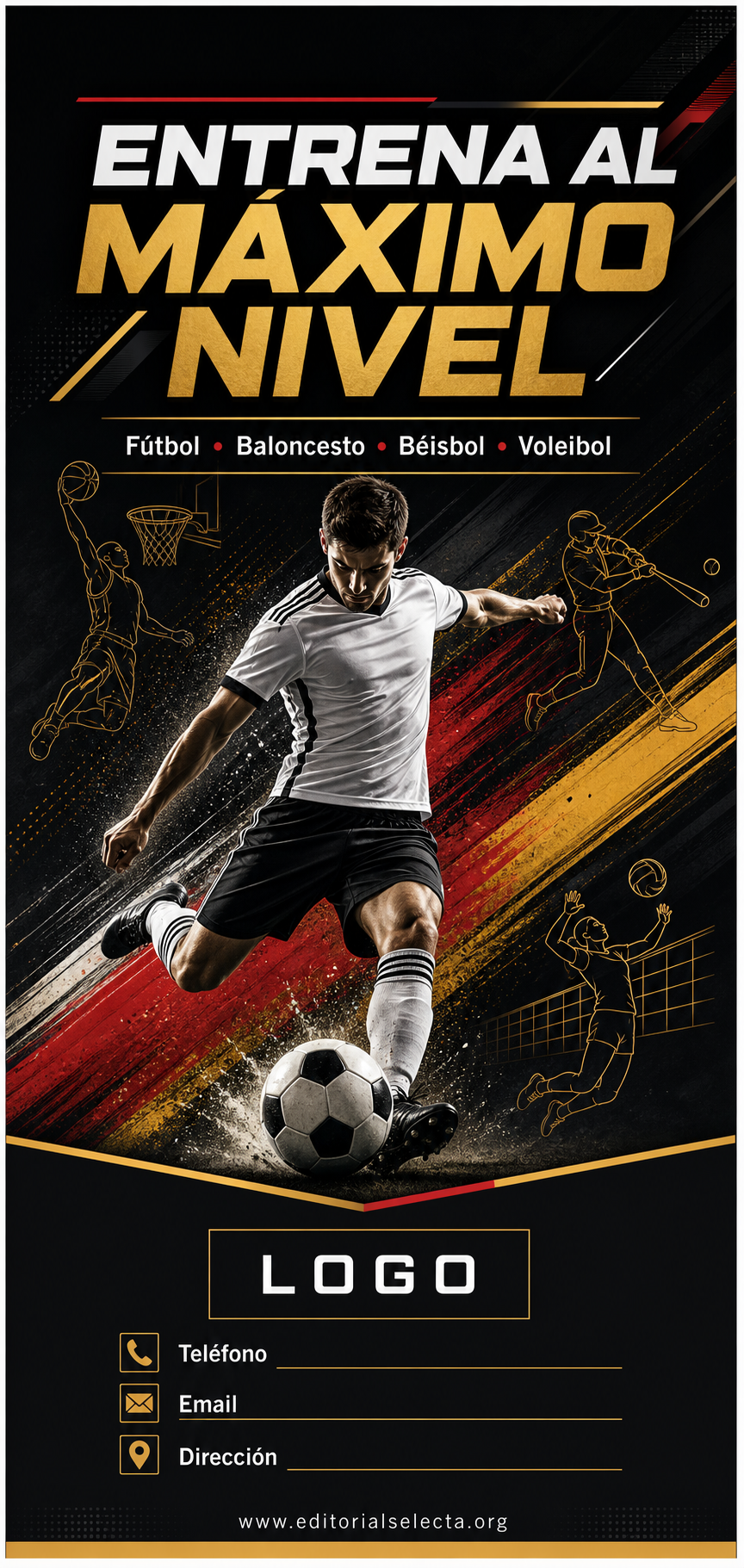 Banner Retráctil (Roll-Up) · Deportes de Pelota y Equipo: Fútbol, Baloncesto, Béisbol, Vo