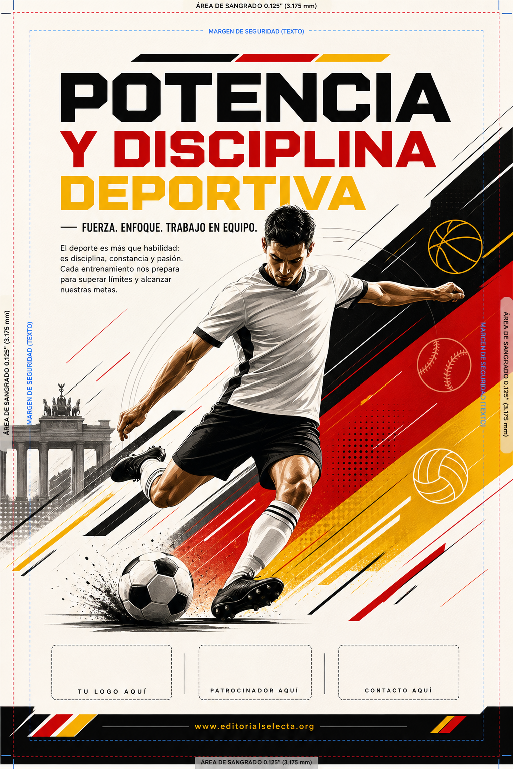 Póster · Deportes de Pelota y Equipo: Fútbol, Baloncesto, Béisbol, Vo