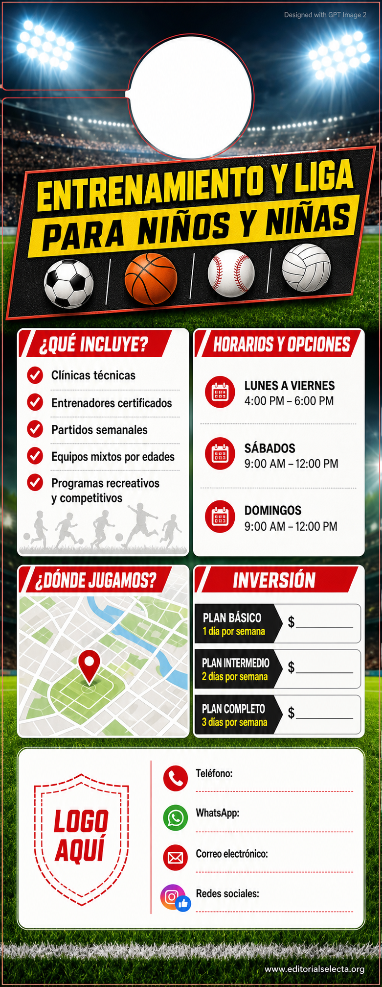 Door Hanger · Deportes de Pelota y Equipo: Fútbol, Baloncesto, Béisbol, Vo (Reverso)