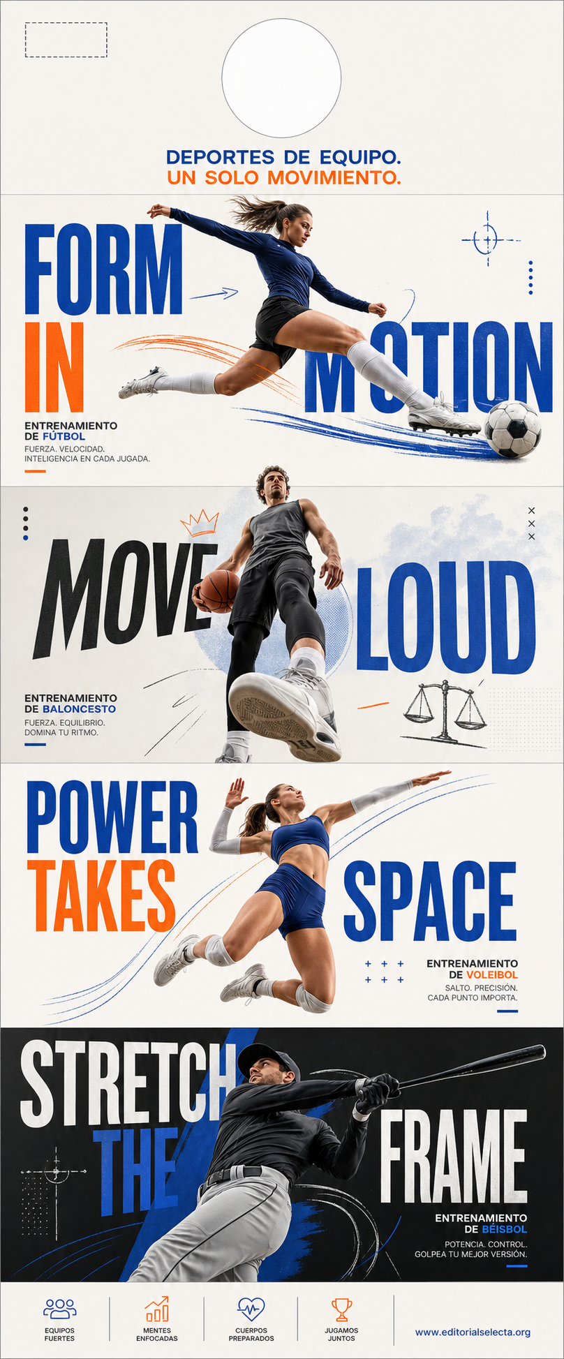 Door Hanger · Deportes de Pelota y Equipo: Fútbol, Baloncesto, Béisbol, Vo (Frente)