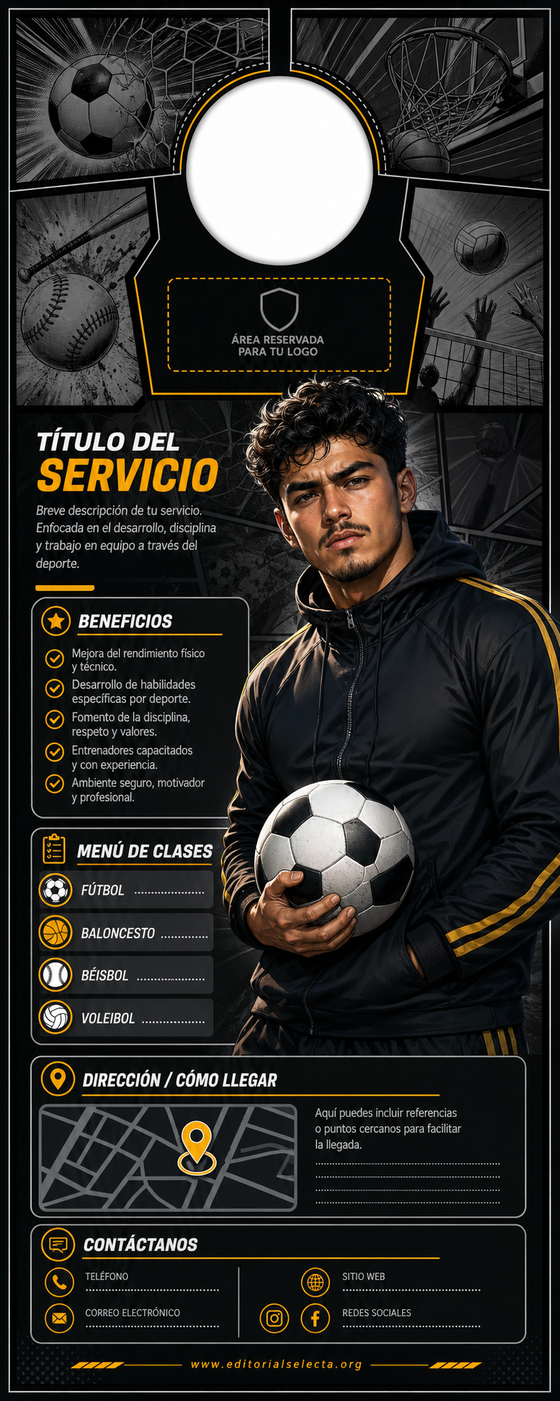 Door Hanger · Deportes de Pelota y Equipo: Fútbol, Baloncesto, Béisbol, Vo (Reverso)