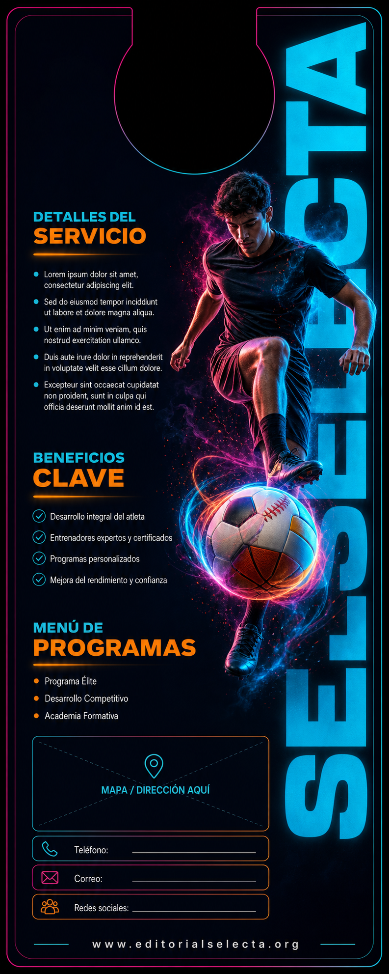 Door Hanger · Deportes de Pelota y Equipo: Fútbol, Baloncesto, Béisbol, Vo (Reverso)