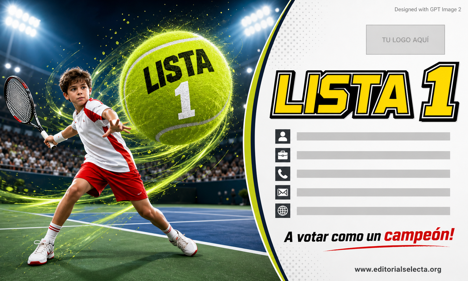 Tarjeta de Presentación Estándar · Deportes Individuales y de Raqueta: Tenis, Tenis de mesa, Bá (Frente)