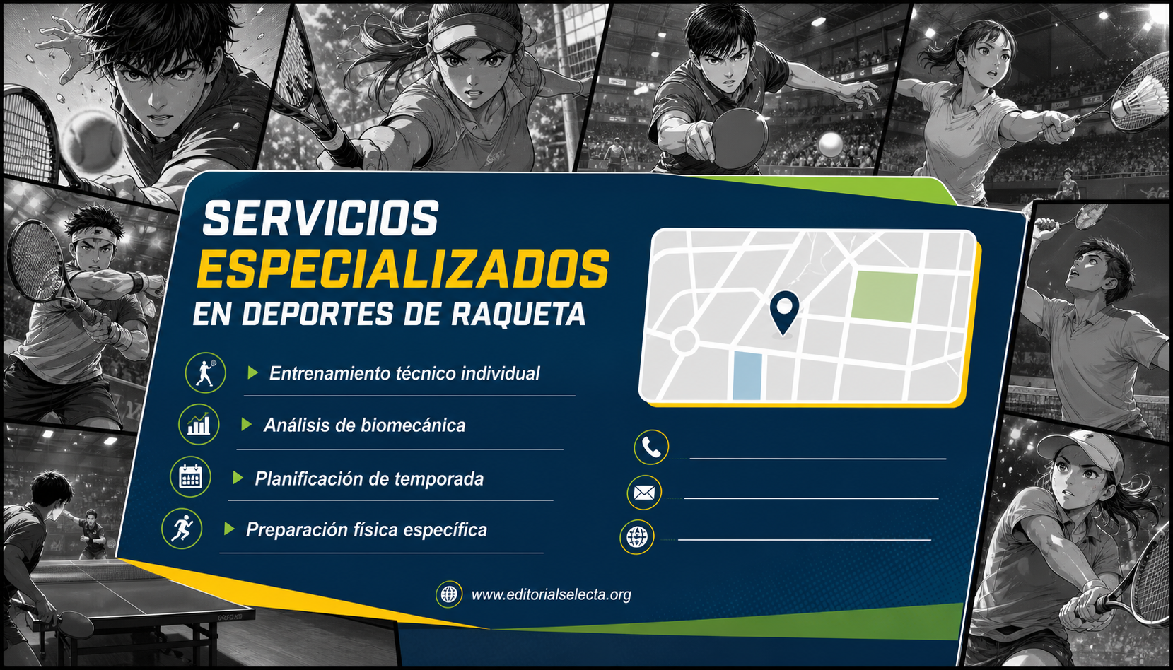 Tarjeta de Presentación Estándar · Deportes Individuales y de Raqueta: Tenis, Tenis de mesa, Bá (Reverso)