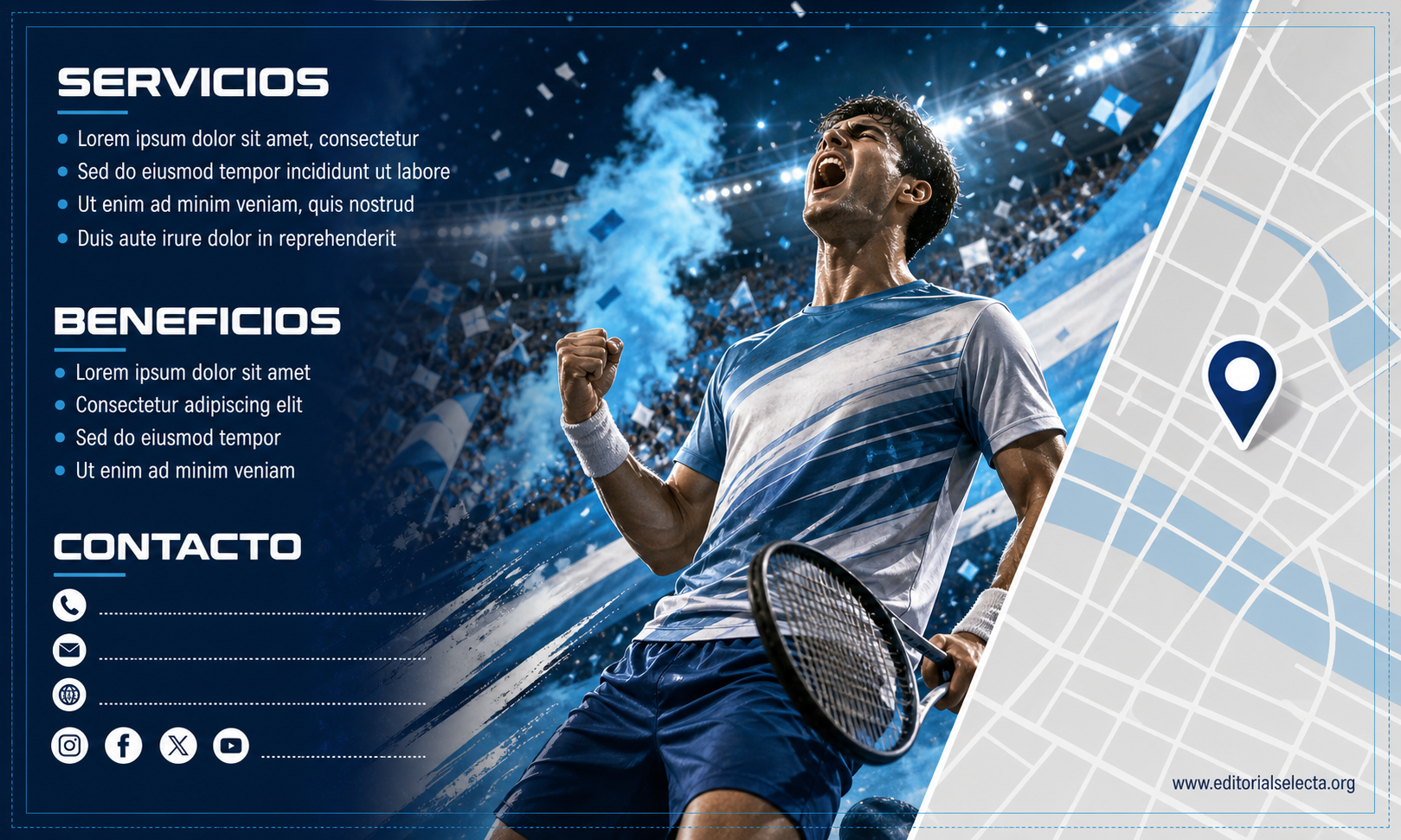 Tarjeta de Presentación Estándar · Deportes Individuales y de Raqueta: Tenis, Tenis de mesa, Bá (Reverso)