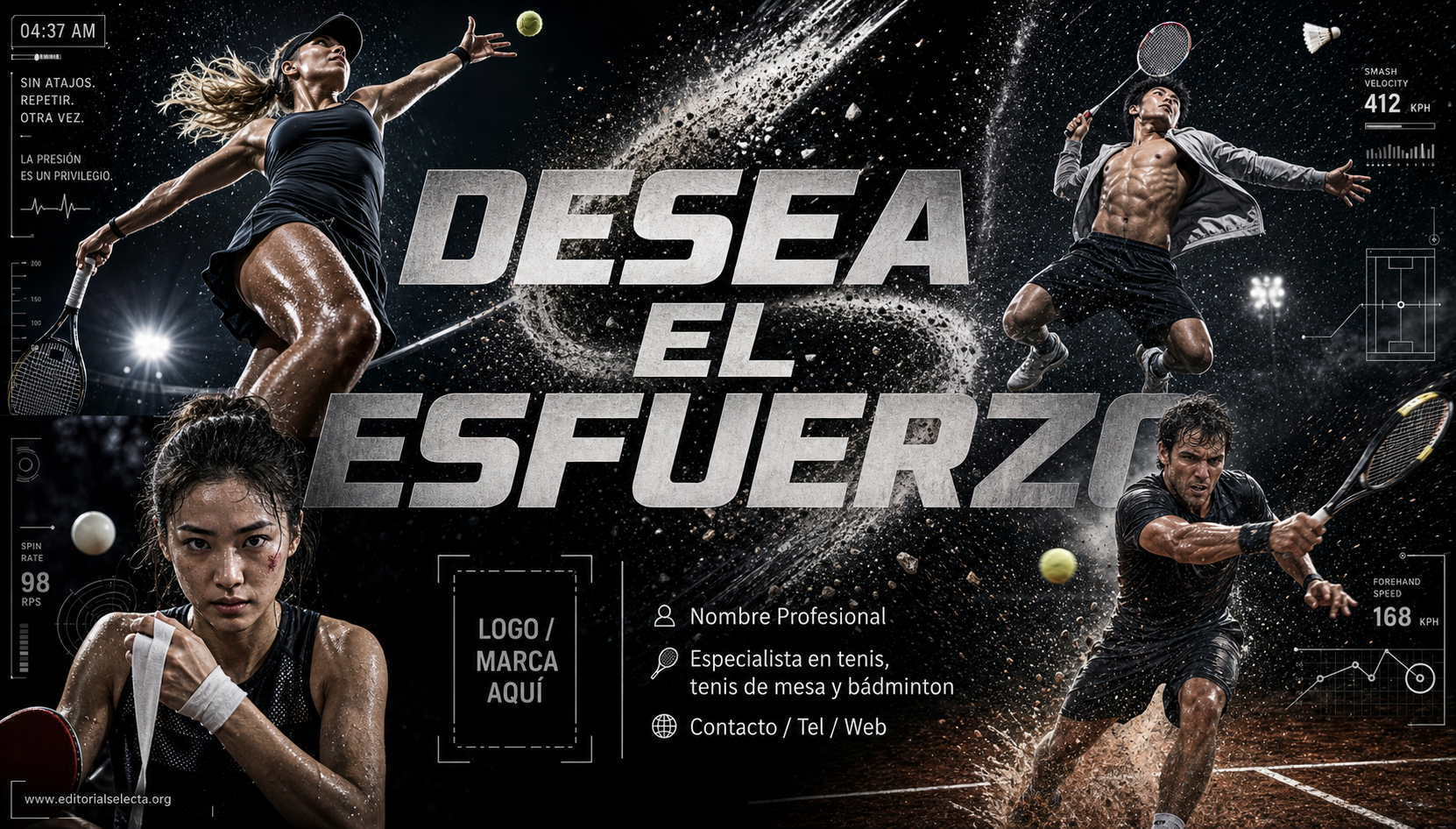 Tarjeta de Presentación Estándar · Deportes Individuales y de Raqueta: Tenis, Tenis de mesa, Bá (Frente)