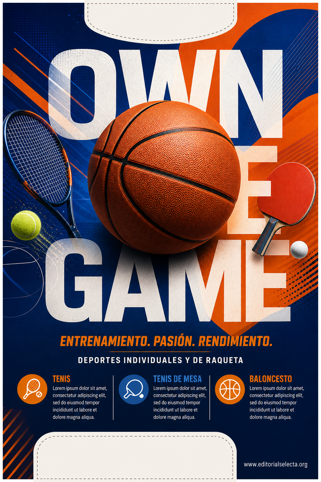 Flyer Media Carta · Deportes Individuales y de Raqueta: Tenis, Tenis de mesa, Bá (Frente)