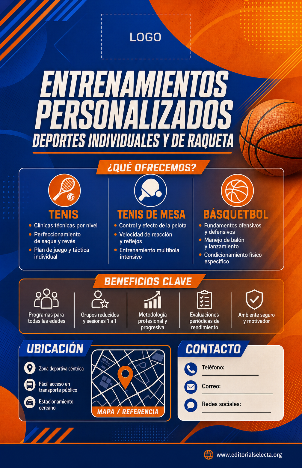 Flyer Media Carta · Deportes Individuales y de Raqueta: Tenis, Tenis de mesa, Bá (Reverso)