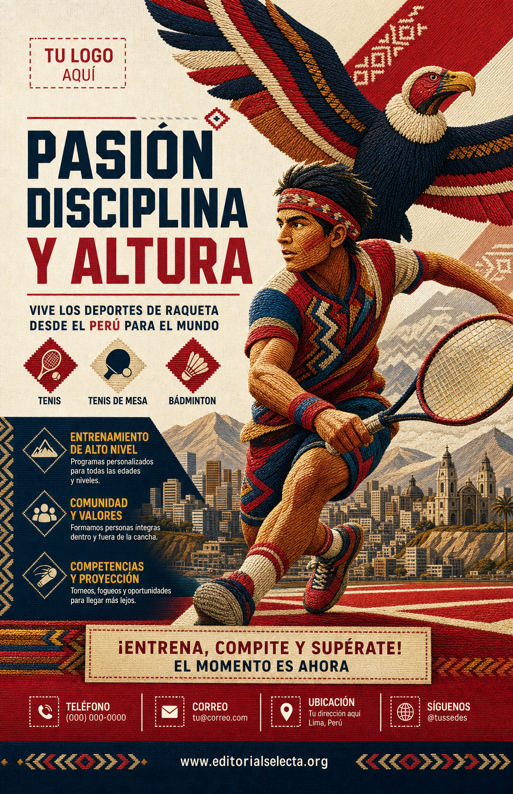 Flyer Media Carta · Deportes Individuales y de Raqueta: Tenis, Tenis de mesa, Bá (Frente)