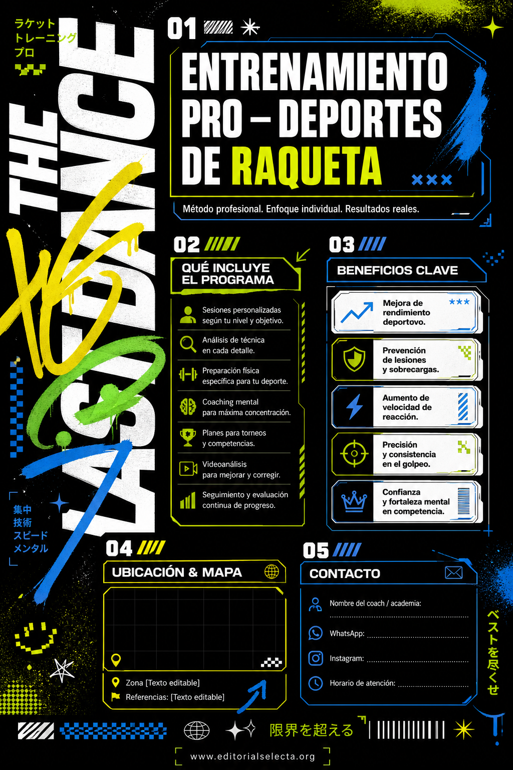 Flyer Media Carta · Deportes Individuales y de Raqueta: Tenis, Tenis de mesa, Bá (Reverso)