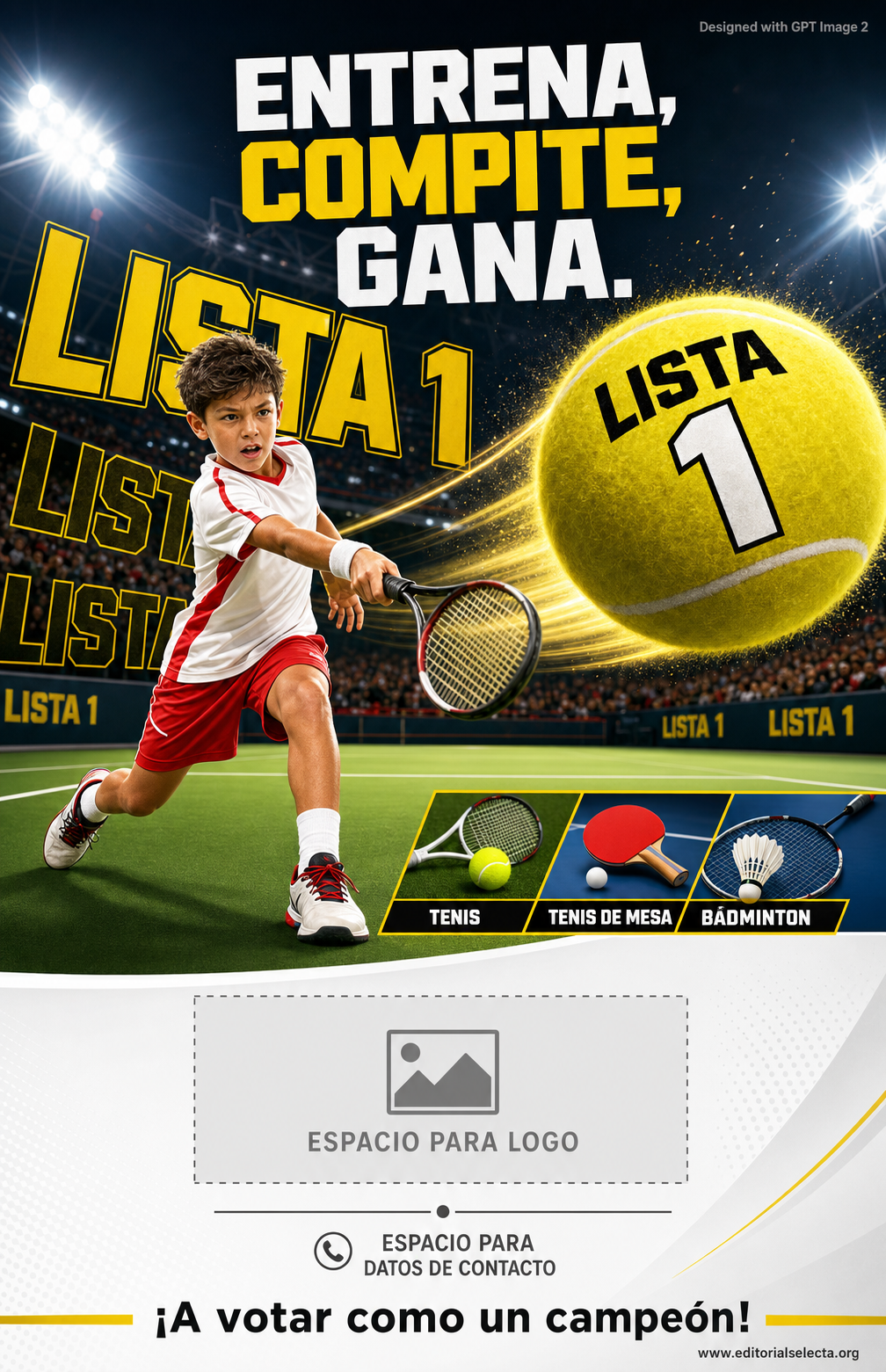 Flyer Media Carta · Deportes Individuales y de Raqueta: Tenis, Tenis de mesa, Bá (Frente)