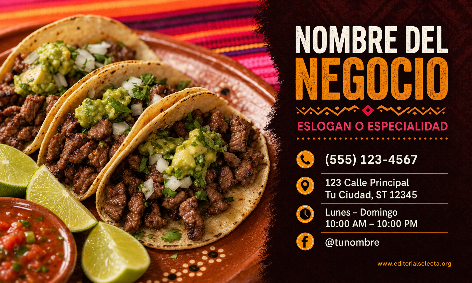 Tarjeta de Presentación Estándar · Comidas (Frente)